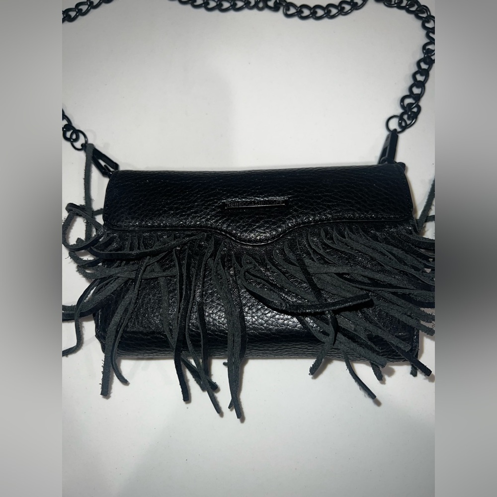 Rebecca Minkoff Black Fringe Leather Crossbody Bag or Clutch